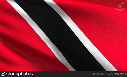 Trinidad and Tobago national flag blowing in the wind isolated. Official patriotic abstract design. 3D rendering illustration of waving sign symbol.