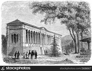 Trinkhalle, vintage engraved illustration. From Chemin des Ecoliers, 1861. 