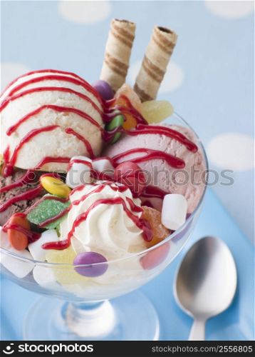 Trio of Ice Cream and Sweet Sundae