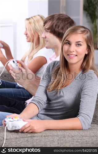 trio playing video games