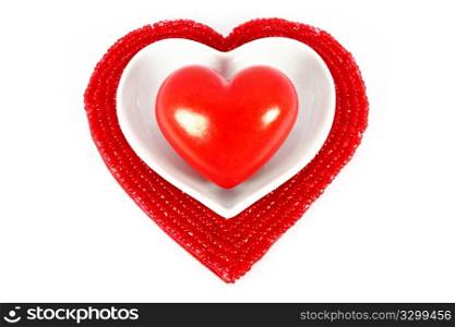 Triple hearts isolated on white
