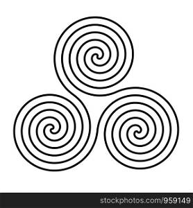Triskelion megalithic ancient triple spiral black symbol