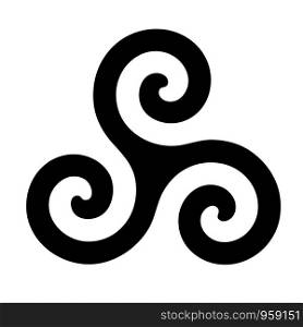Triskelion megalithic ancient triple spiral black symbol