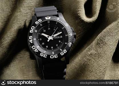 Tritium military watch on camouflage cloth