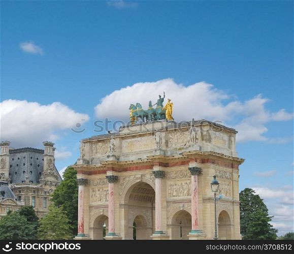 Triumphal Arch (Arc de Triomphe du Carrousel) at Tuileries. Paris, France
