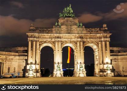 Triumphal Arch in Brussels at night time