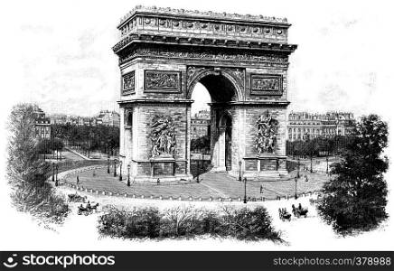Triumphal arch of the star, vintage engraved illustration. Paris - Auguste VITU ? 1890.