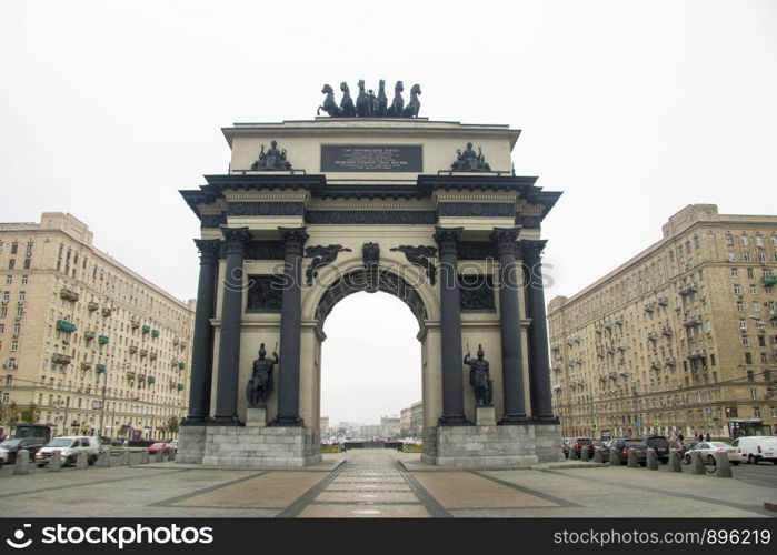 Triumphal Arch on Kutuzovsky Avenue in Moscow Russian Federation 01 november 2018