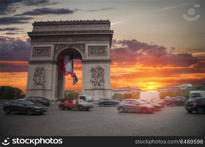 triumphal arch on the Champs Elysees. Paris. triumphal arch on the Champs Elysees