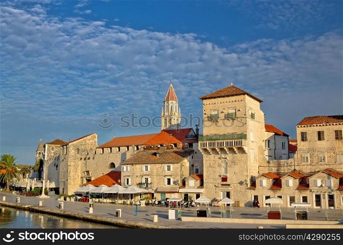 Trogir ancient stone architecture view, UNESCO world heritage city center in Dalmatia, Croatia