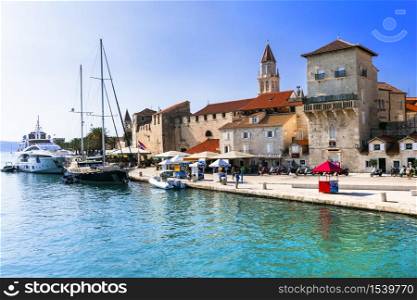 Trogir town in Croatia, popular tourist destination in Dalmatia. Old historic center and marine. 11.09.2019. ancient Trogir town in Croatia