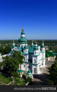 Troitskyi monastery from the height of the bird&rsquo;s flight in Chernihiv. Beautiful Troitskyi monastery from the height of the bird&rsquo;s flight in Chernihiv