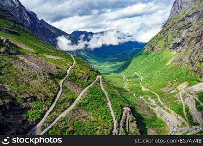 Troll&rsquo;s Path Trollstigen or Trollstigveien winding mountain road in Norway.