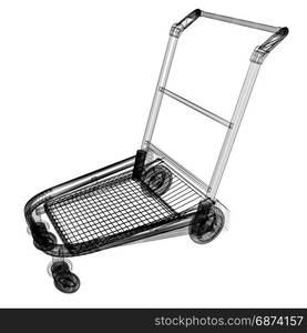 Trolley for luggage at the airport. 3D illustration.