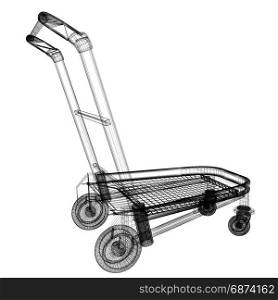 Trolley for luggage at the airport. 3D illustration.