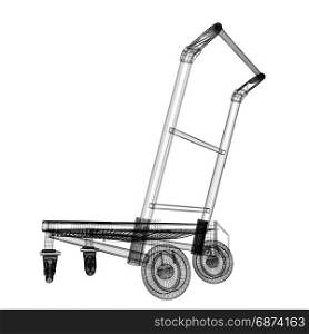 Trolley for luggage at the airport. 3D illustration.