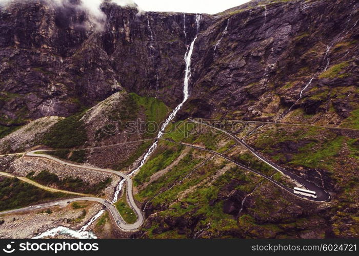 Trollstigen, Troll&#39;s Footpath, serpentine mountain road in Norway