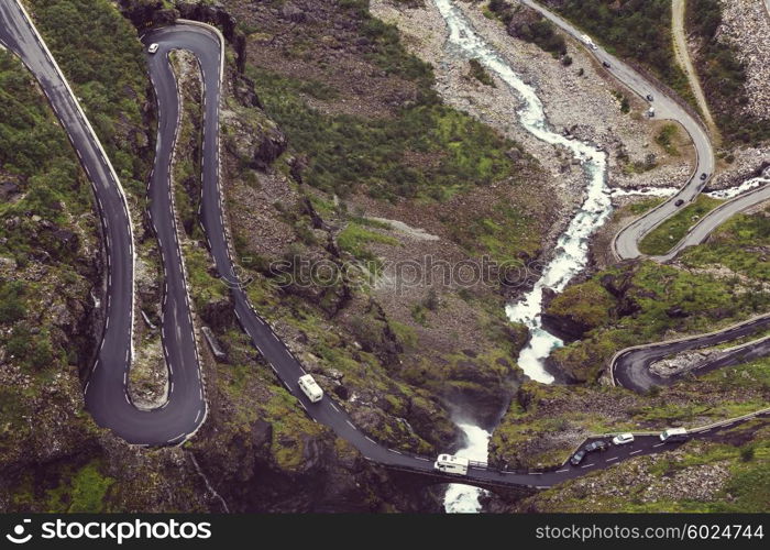 Trollstigen, Troll&#39;s Footpath, serpentine mountain road in Norway