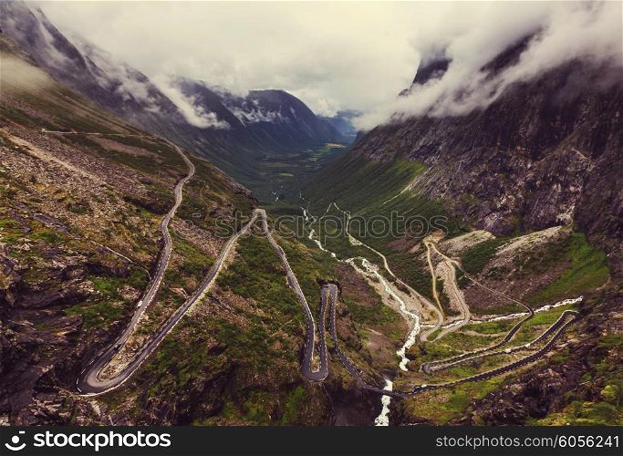 Trollstigen, Troll&#39;s Footpath, serpentine mountain road in Norway