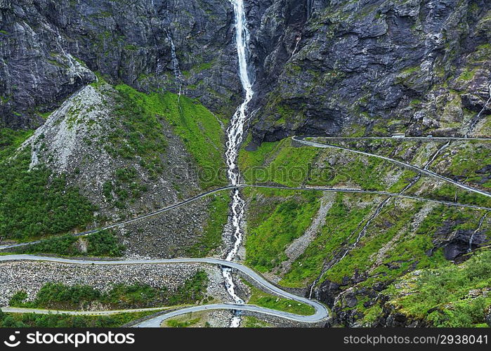Trollstigen, Troll&acute;s Footpath, serpentine mountain road in Norway