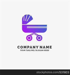 trolly, baby, kids, push, stroller Purple Business Logo Template. Place for Tagline.. Vector EPS10 Abstract Template background