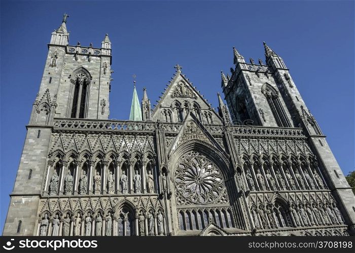 Trondheim cathedral closeup in Norway