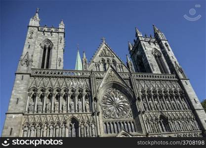 Trondheim cathedral closeup in Norway