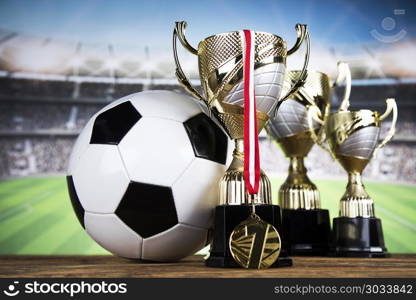 Trophy and championship concept. Achievement trophy, winning sport background