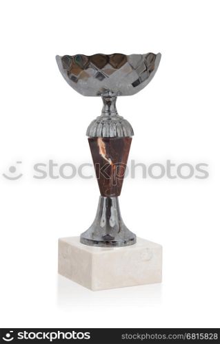 Trophy cup isolated on a white background - Vintage metal