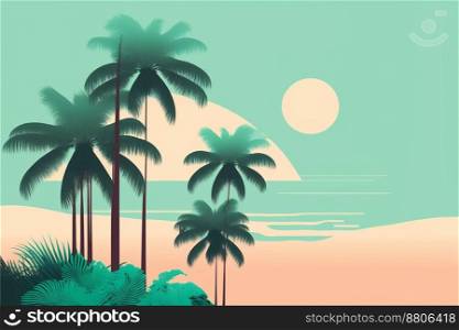 Tropical background with leaves on pastel pink and blue
