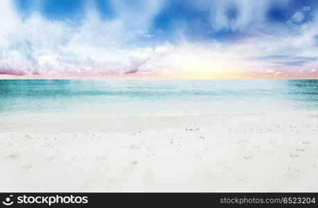 Tropical beach and sea. Tropical beach and sea. Sky and clouds. Tropical beach and sea