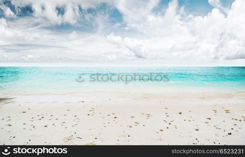 Tropical beach and sea. Tropical beach and sea. Sky and clouds. Tropical beach and sea