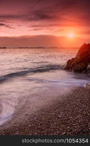 Tropical beach beautiful sunset at Sea, asia of Thailand