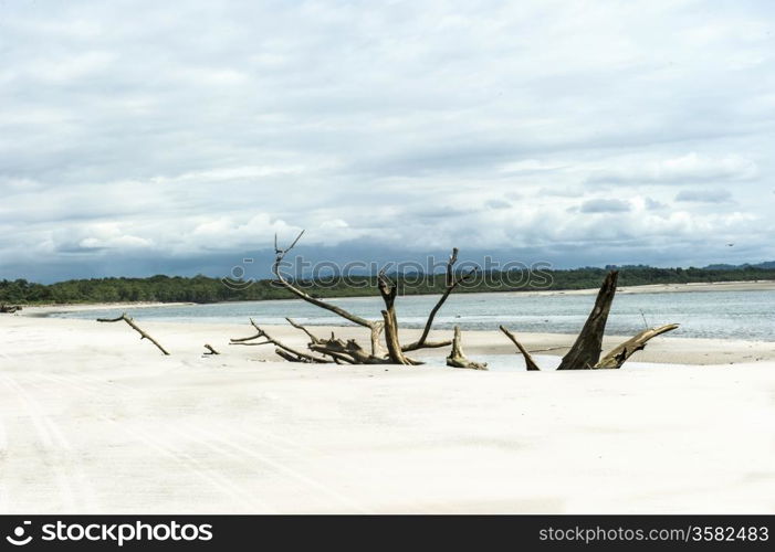 tropical beach in Ecuador after a storm