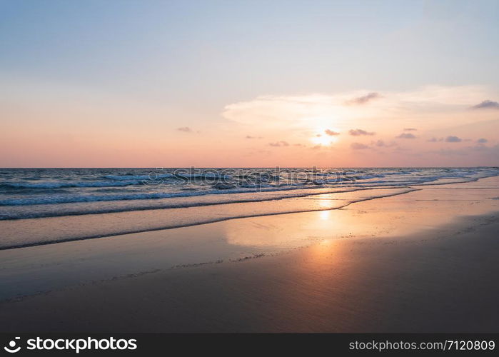 Tropical beach in sunset time at Thailand.