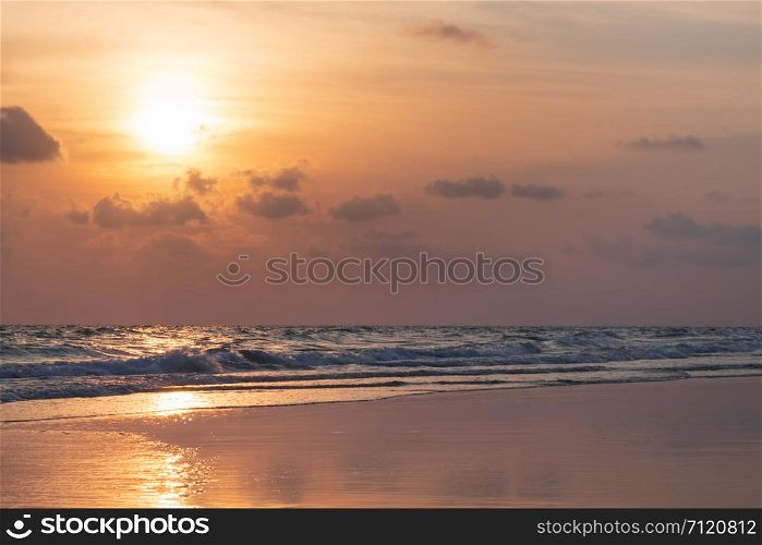Tropical beach in sunset time at Thailand.