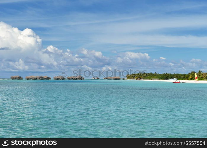 tropical beach nature landscape scene with white sand at summer