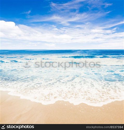 Tropical beach ocean. Tropical beach ocean. Summer hot coastline landscape. Tropical beach ocean