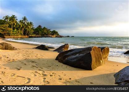 Tropical beach on the island of Ilhabela north coast of Sao Paulo, Brazil. Tropical beach on beautiful Ilhabela island