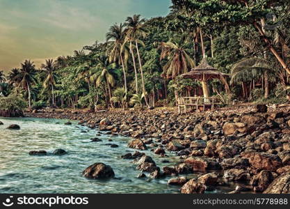 Tropical beach on the island. Toned