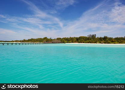 tropical beach with white sand at summer