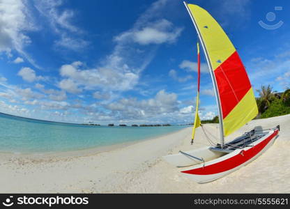 tropical beach with white sand at summer