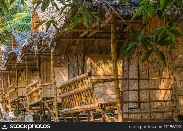 Tropical Bungalows made from Bamboo. Tropical Bungalows made from Bamboo on Koh Rong