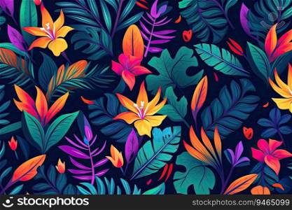tropical flower pattern background, AI generated. tropical flower pattern background