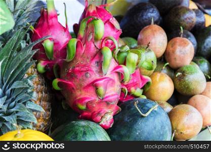 tropical fruit in a street market