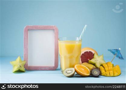 tropical fruit juice with copy space