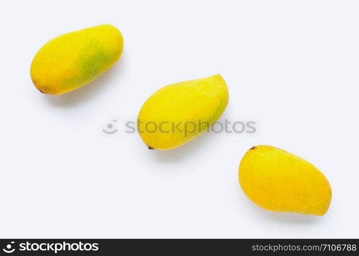 Tropical fruit, Mango on white background. Top view