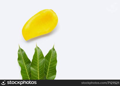 Tropical fruit, Mango on white background. Top view