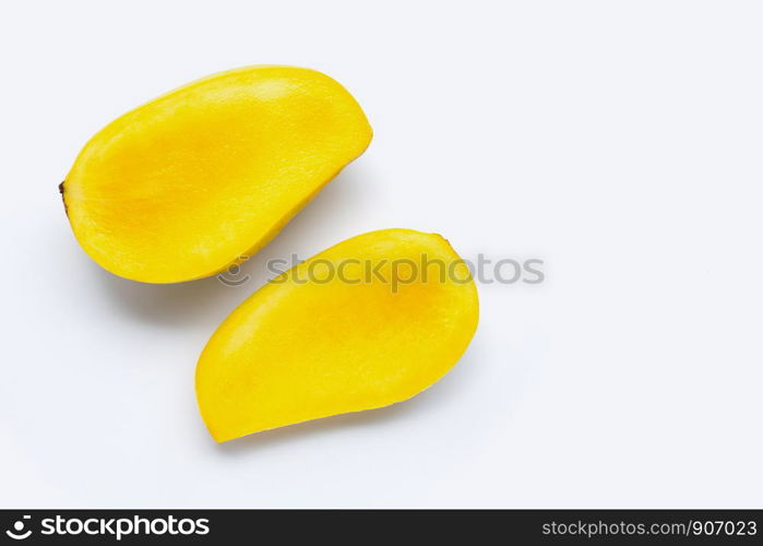 Tropical fruit, Mango on white background. Top view