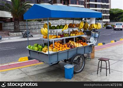 tropical fruits at a street market